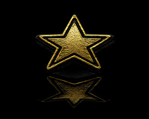 Obraz premium Gold star award, luxury, elegant, black background, reflection, success, achievement, victory, celebration.