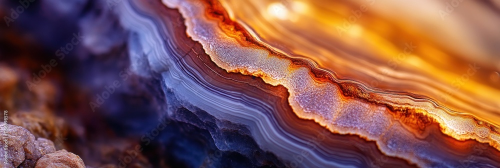 Aufkleber close-up of colorful agate stone with layered texture and vibrant hues.