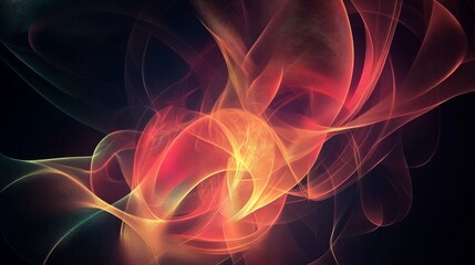 Obraz premium Glowing abstract energy flow background. Red, orange, and green swirls.