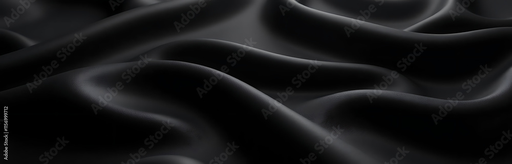 Poster The Background Is A Wave Of Black Satin Fabric Created Using Artificial Intelligence Algorithms In A Digital Design Process. 00003