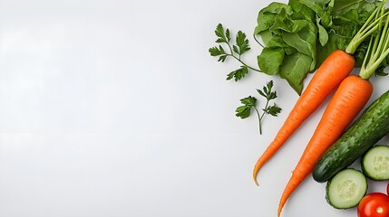 Fresh Vegetables on White Background for Healthy Cooking Recipes