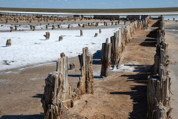 Old Kupalene ruins on Lake Elton. Volgograd region, Russia