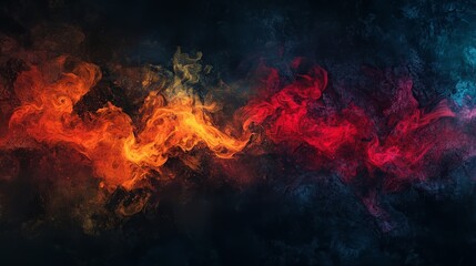 Fototapeta premium Abstract colorful smoke swirls. Fiery, energetic, dynamic background.