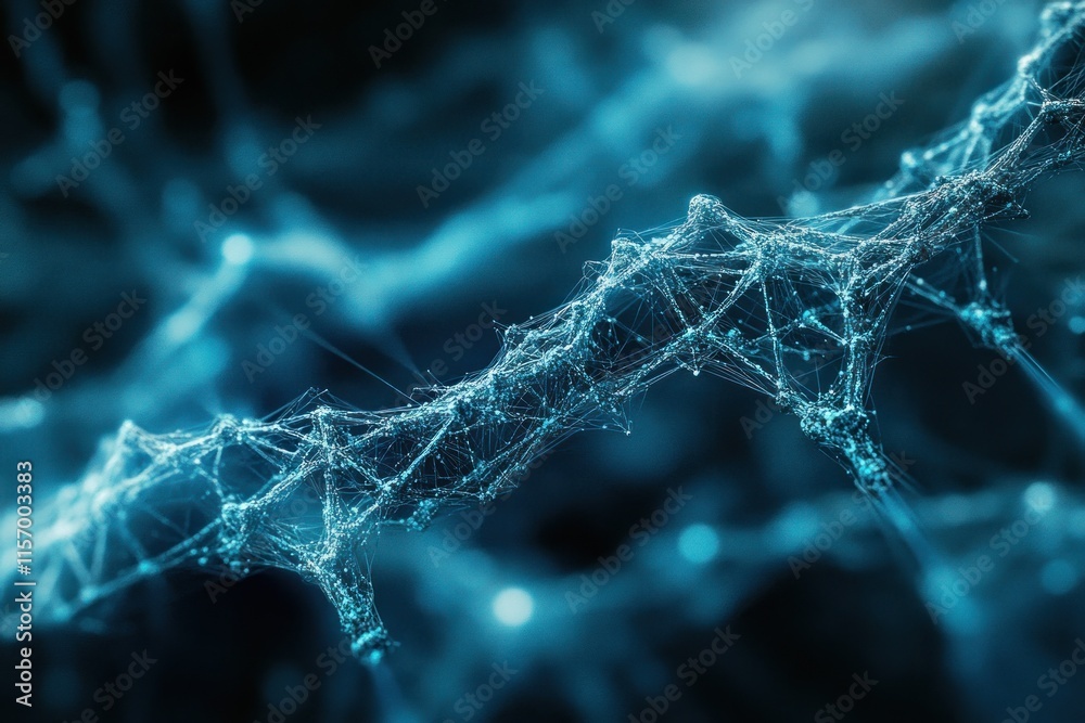 Poster abstract blue digital network connection, plexus, data, technology background.