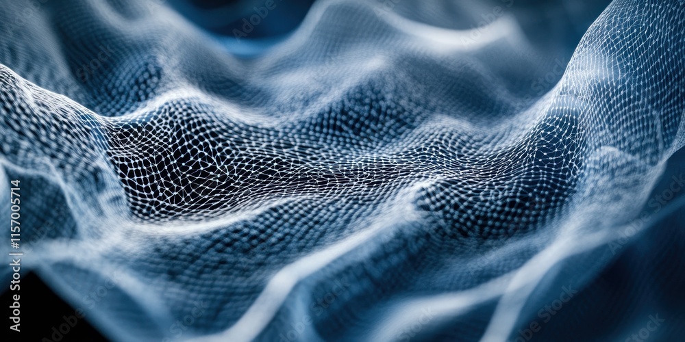 Poster abstract blue digital wave mesh network texture background.