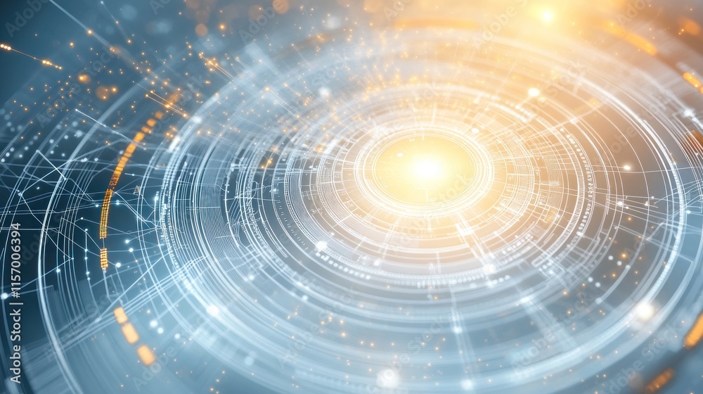Aufkleber Abstract technology background with glowing circular patterns and connections.