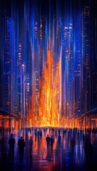 Naklejka premium Vibrant Cityscape, Abstract Illustration, Modern Architecture and Urban Skyline Design Element.