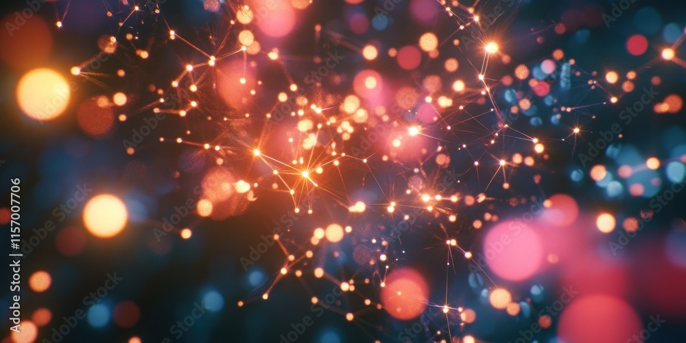 Poster Abstract glowing network connection.