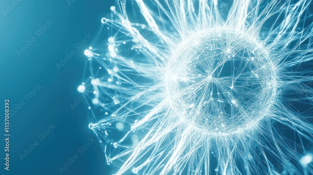 Poster Abstract glowing plexus network, futuristic technology, digital sphere.