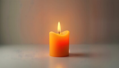 Orange candle glows brightly. Warm light illuminates. Simple design. Suitable for Halloween holiday banners. Elegant, warm. Perfect for decorative use. Light, gentle warmth emanates from flame.