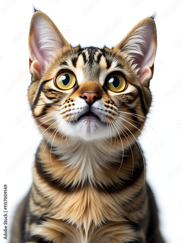 Poster Surprised British Cat Has Huge Yellow Eyes And Is Isolated On A Transparent Background Created By An E Image. 00001