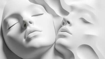 Abstract art of serene, beautiful faces.