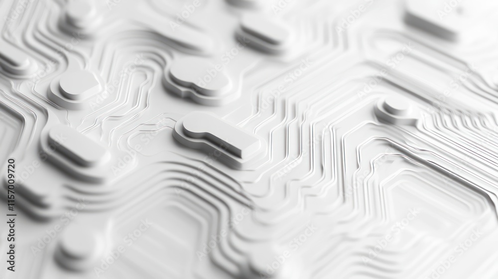 Aufkleber Abstract white 3D textured background with circuit-like pattern.