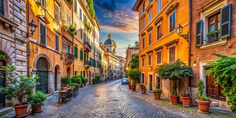 Fototapeta premium Panoramic View of Via di Capo le Case Street Sign, Rome, Italy