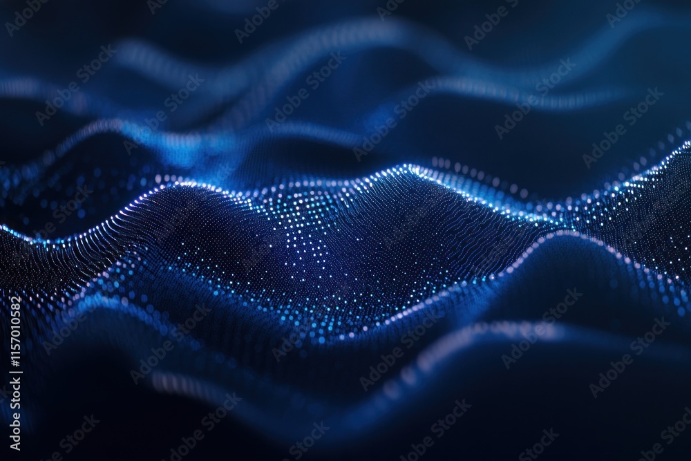 Aufkleber abstract blue digital wave particle background.