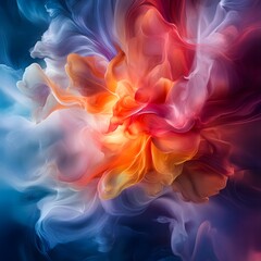 Obraz premium Dynamic color explosion abstract art digital creation vibrant palette close-up visual energy