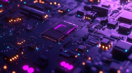 Close-up of a circuit board with glowing components. (1)