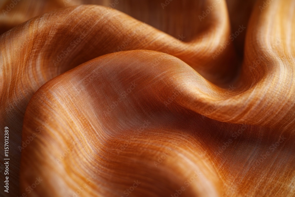 Poster close-up of amber-toned fabric with soft, flowing folds and subtle texture.