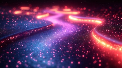 Obraz premium A Glowing Pathway of Radiant Colors and Ethereal Particles
