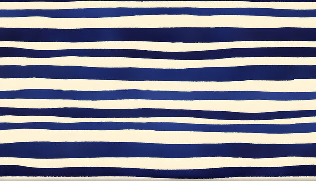 Abstract watercolor navy blue and cream stripes background, seamless pattern design for fabric, wallpaper, or textile.