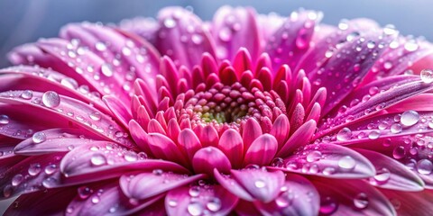 Obraz premium Pink Flower Macro Photography: Dew Drops on Petals, Close Up