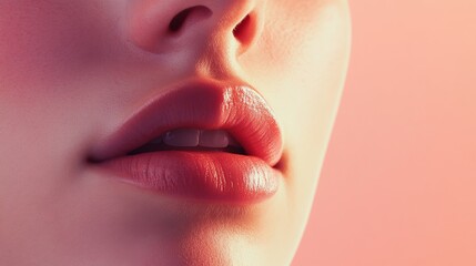 Naklejka premium Close-up of lush, soft lips on a model.