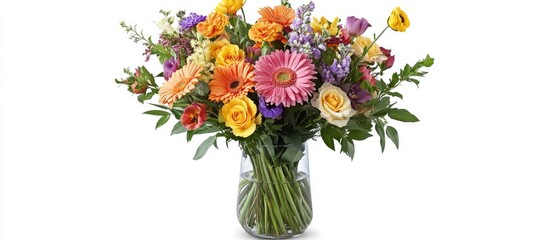 Colorful fresh flower bouquet in a clear vase ideal for enhancing home decor or celebrating special occasions elegantly