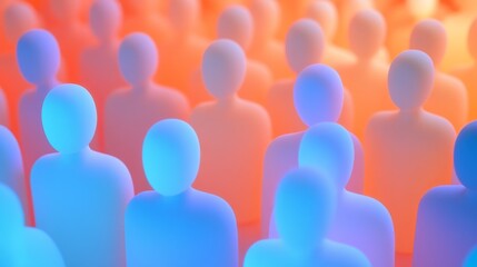 Colorful crowd of abstract human figures.