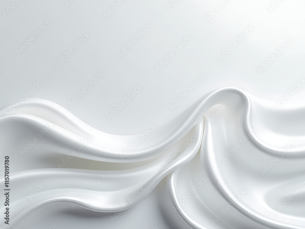 Poster soft white satin fabric waves in a serene background, perfect for a banner created using artificial 