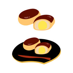 くりまんじゅうの手描きカラーイラストセット