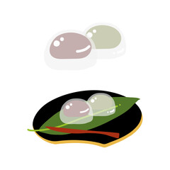 水まんじゅう(葛まんじゅう)の手描きカラーイラストセット