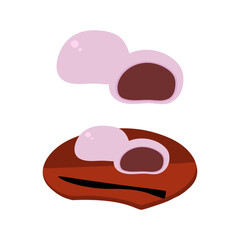 桜まんじゅう(こしあん)の手描きカラーイラストセット