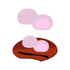 桜まんじゅう(桜あん)の手描きカラーイラストセット