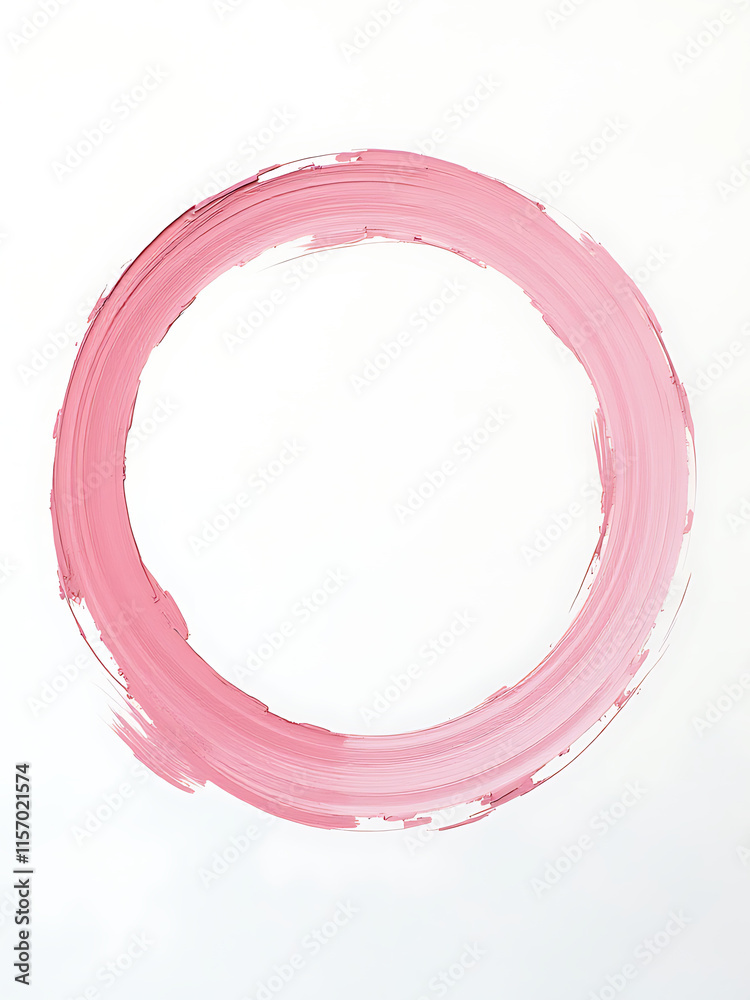 Poster Soft Pink Pastel Brushstrokes Create A Delicate Circular Shape On A Clean White Canvas With Artistic Freedom And Creative Expression. 00003