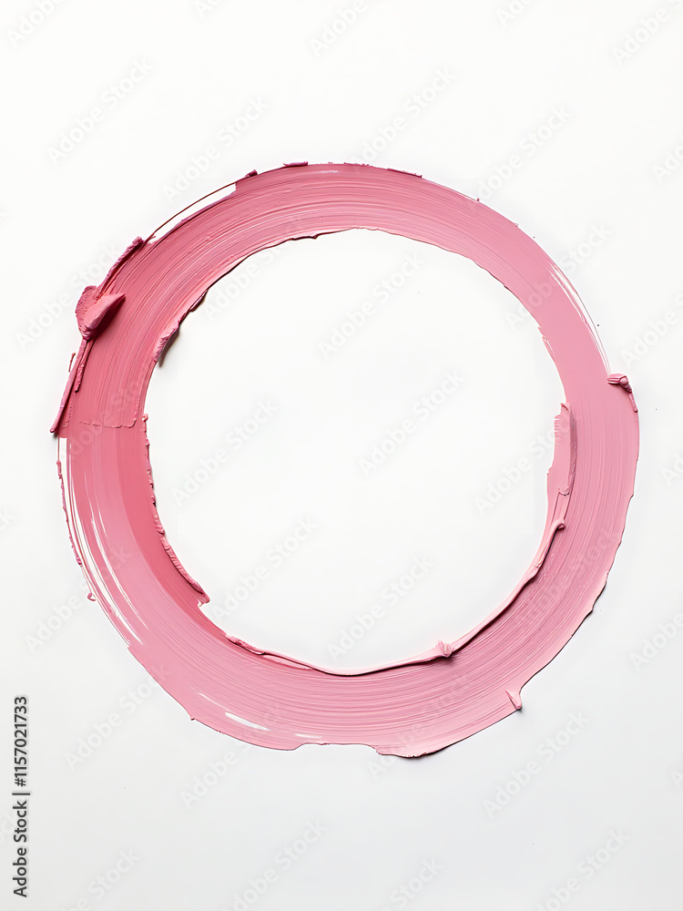 Poster Soft Pink Pastel Brushstrokes Create A Delicate Circular Shape On A Clean White Canvas With Artistic Freedom And Creative Expression. 00001