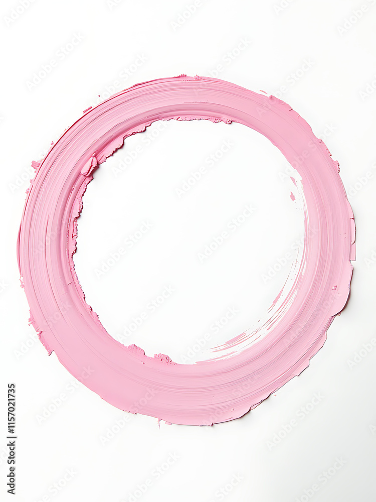 Poster Soft Pink Pastel Brushstrokes Create A Delicate Circular Shape On A Clean White Canvas With Artistic Freedom And Creative Expression. 00002