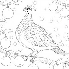 Fototapeta premium Enchanted Holiday Splendor: A Partridge in a Lush Pear Tree Illuminated by Kaleidoscopic Christmas Lights