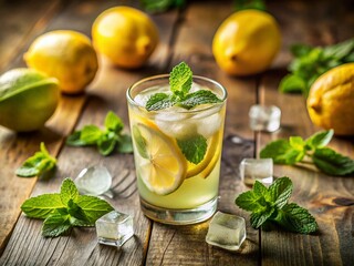 Fototapeta premium Refreshing Summer Lemonade Drink with Mint Garnish - Stock Photo