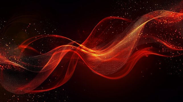 Abstract red and orange wave on black background