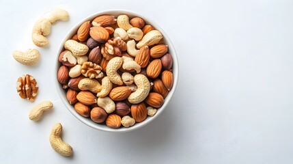 Nutty delights assorted nuts in a bowl kitchen setting food photography natural lighting close-up view
