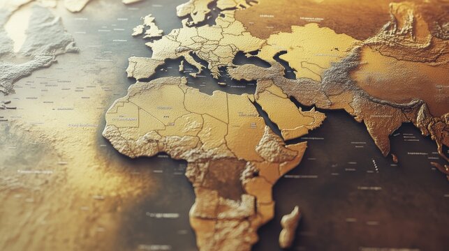 Detailed vintage map of Europe and Africa.