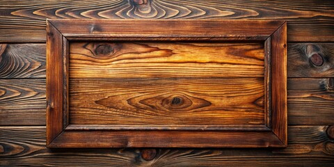 Rustic Brown Wooden Plank with Frame - Natural Wood Texture Stock Photo