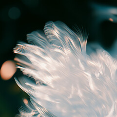 white feather on a blue background