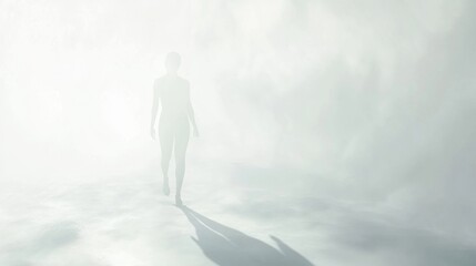 Obraz premium Ethereal figure walking through dense fog.