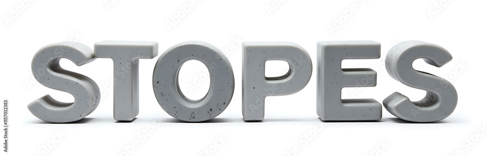 Poster simple text made up entirely of individual stones isolated against a clean white background. 00002