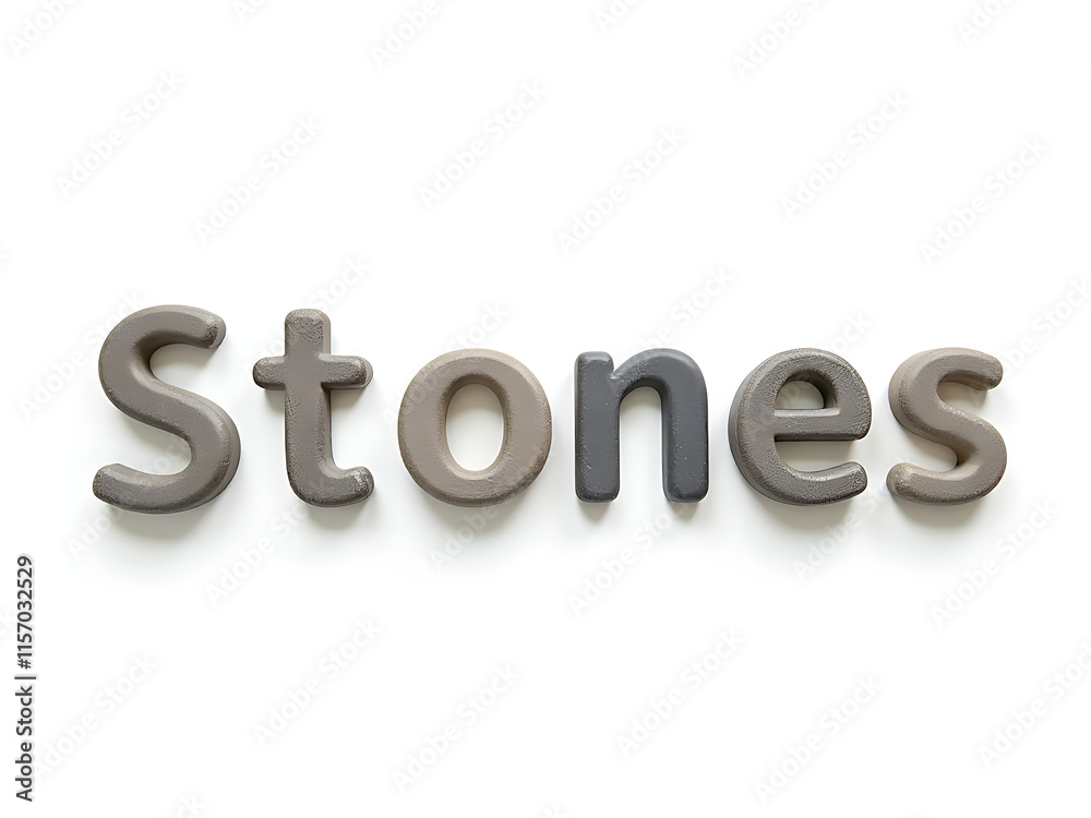 Aufkleber Simple Text Composed Of Stones Isolated Against A White Background With Clean Lines And Minimalistic Design Elements. 00002