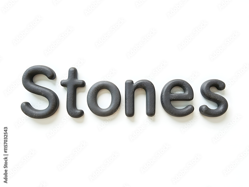 Aufkleber Simple Text Composed Of Stones Isolated Against A White Background With Clean Lines And Minimalistic Design Elements. 00001