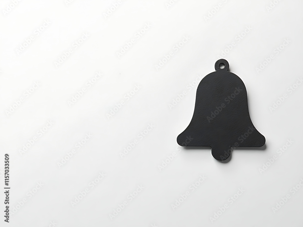 Poster simple black and white bell symbol on textured paper background with copy space for creative composi