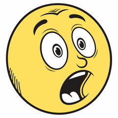 A vibrant yellow vector icon featuring an awe-inspiring face and eye emoticon, perfect for expressing wonder and surprise.