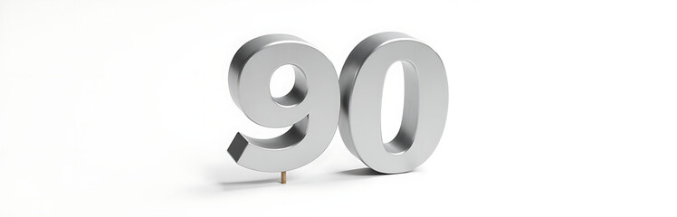 Silver Numbers Nine And Zero On A Stick Isolated On A White Background With A Clipping Path Included For Editing. 00003
